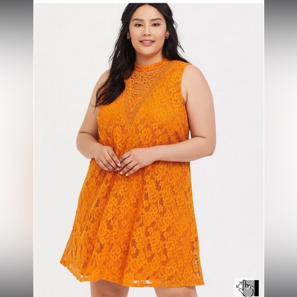 Torrid Golden Oak Mini Lace Trapeze Dress - Picture 2 of 11